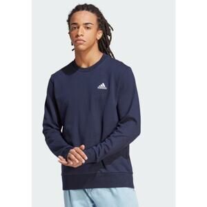 Adidas Mens Small Essentials French Terry Logo Sweatshirt Black Pullover Crew